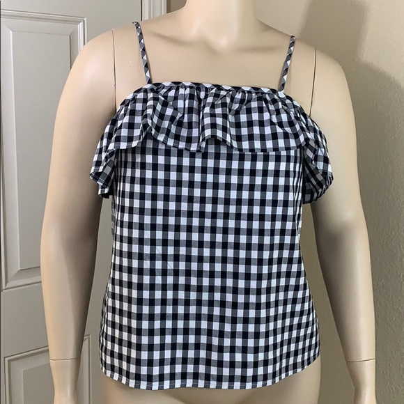 a new day Tops - A New Day Black & White Checked Crop Top Size L